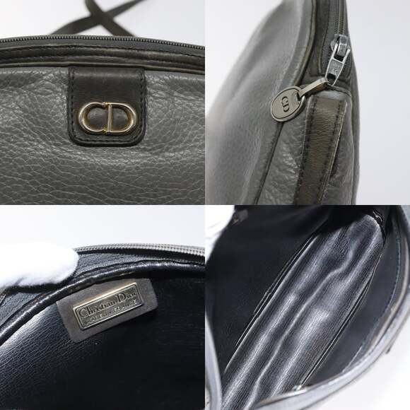 DIOR Shoulder Bag Leather Gray Gold - Picture 11 of 12